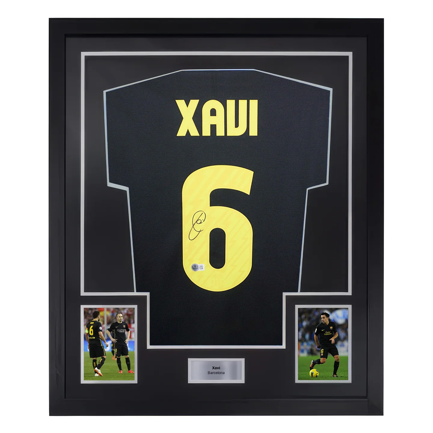 Framed Xavi Signed Barcelona Soccer Jersey #6 with Beckett COA